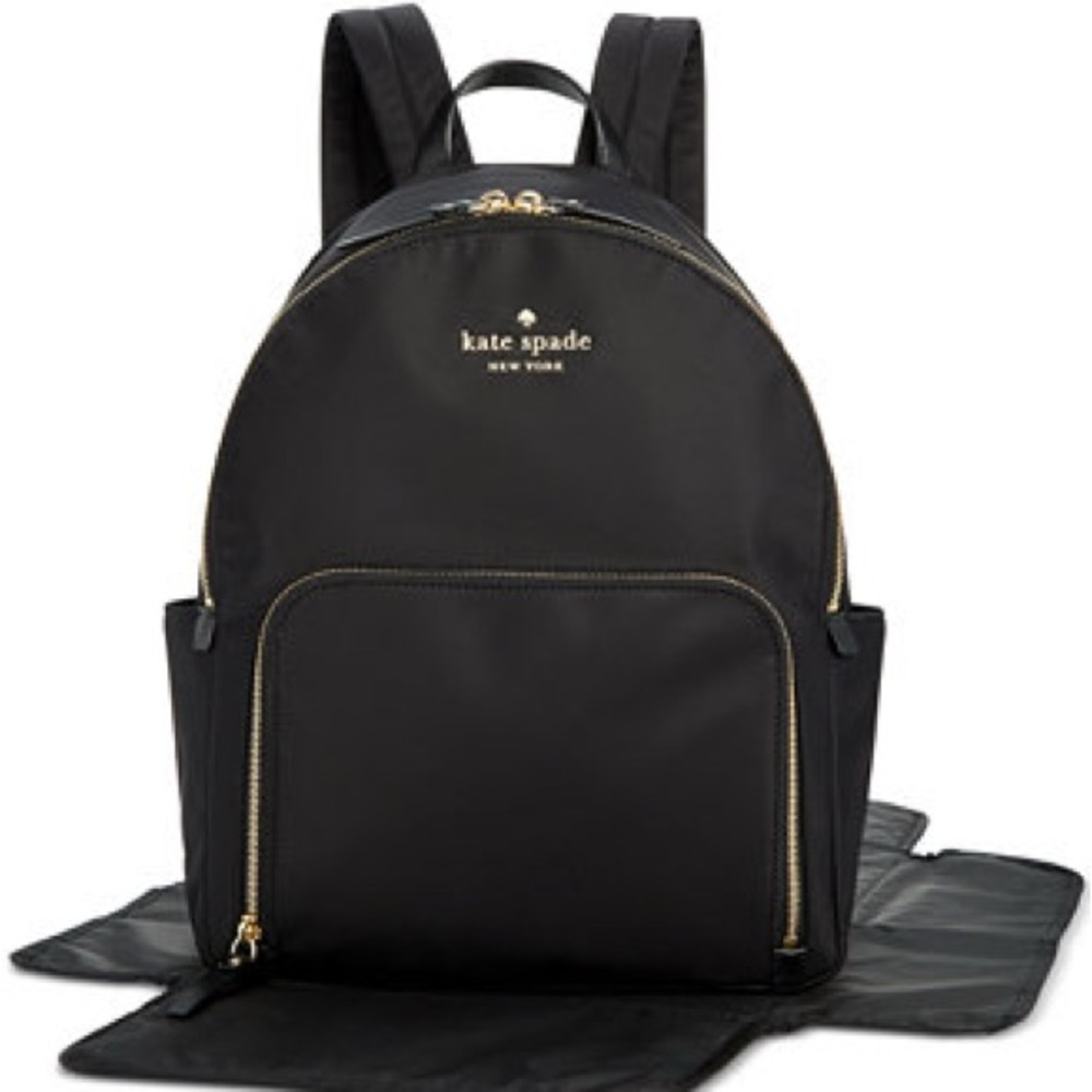 Kate Spade Black Backpack with Gold Zippers